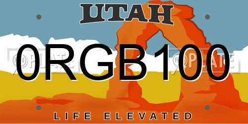 0RGB100 Utah License Plate