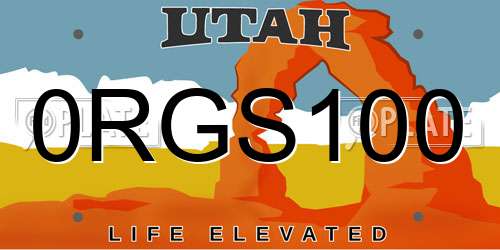 0RGS100 Utah License Plate