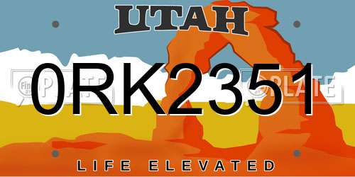 0RK2351 Utah License Plate
