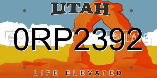 0RP2392 Utah License Plate