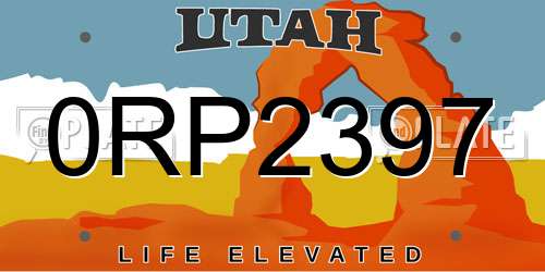 0RP2397 Utah License Plate