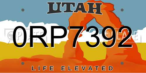 0RP7392 Utah License Plate