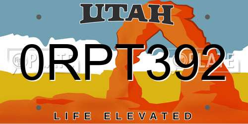 0RPT392 Utah License Plate