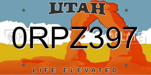 0RPZ397 Utah License Plate
