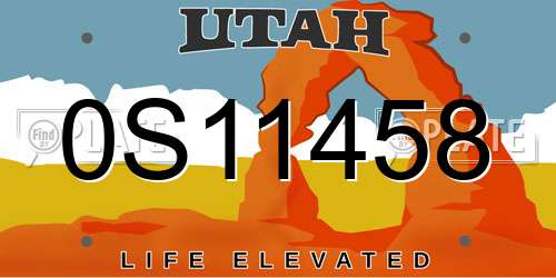 0S11458 Utah License Plate