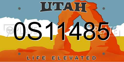 0S11485 Utah License Plate