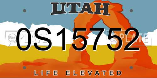 0S15752 Utah License Plate