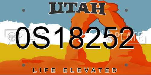 0S18252 Utah License Plate