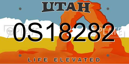 0S18282 Utah License Plate