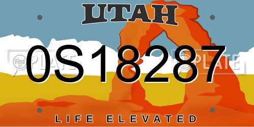 0S18287 Utah License Plate