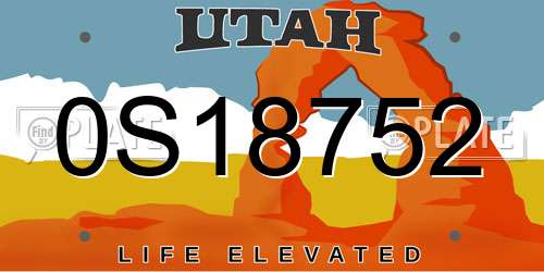 0S18752 Utah License Plate