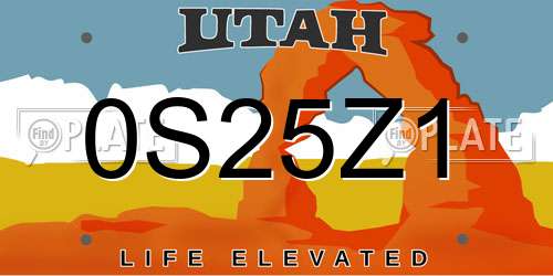 0S25Z1 Utah License Plate