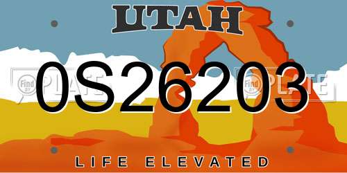0S26203 Utah License Plate