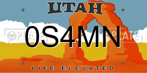 0S4MN Utah License Plate