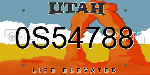 0S54788 Utah License Plate