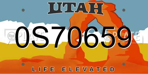 0S70659 Utah License Plate