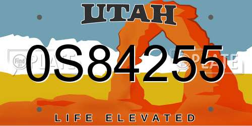 0S84255 Utah License Plate