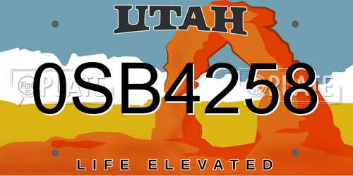0SB4258 Utah License Plate