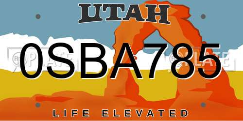 0SBA785 Utah License Plate