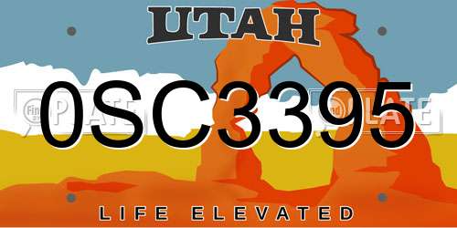 0SC3395 Utah License Plate