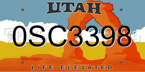 0SC3398 Utah License Plate