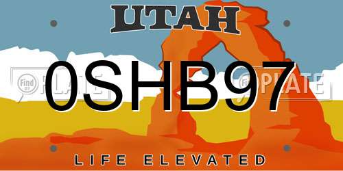 0SHB97 Utah License Plate