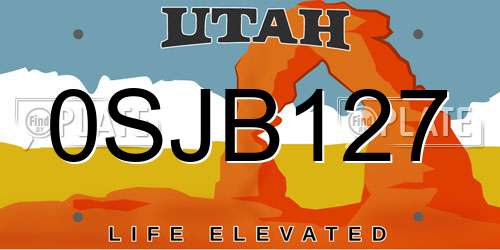 0SJB127 Utah License Plate