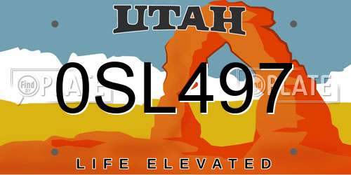 0SL497 Utah License Plate
