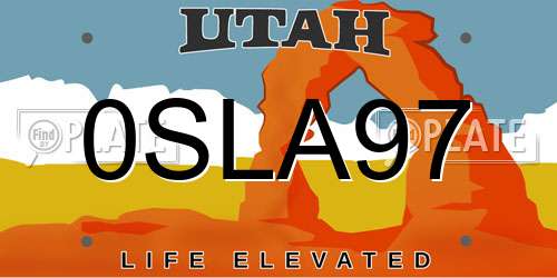 0SLA97 Utah License Plate