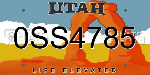 0SS4785 Utah License Plate