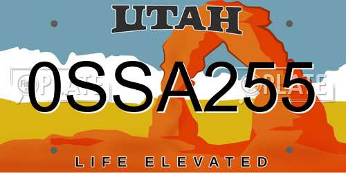 0SSA255 Utah License Plate