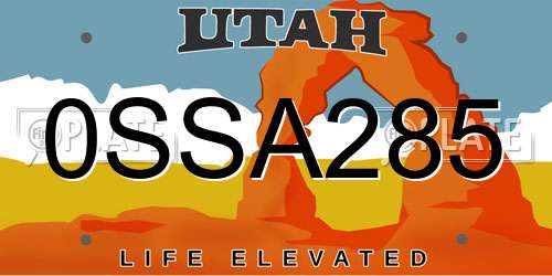 0SSA285 Utah License Plate