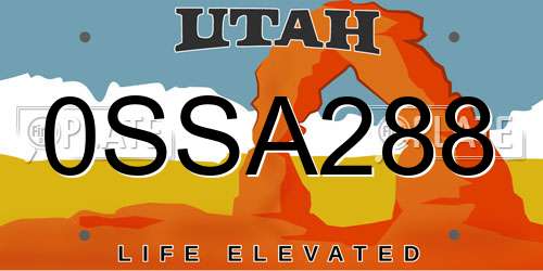 0SSA288 Utah License Plate