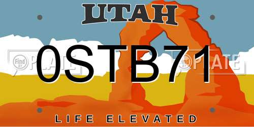 0STB71 Utah License Plate