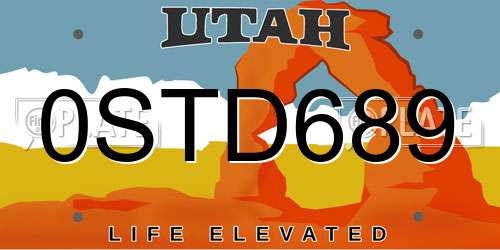0STD689 Utah License Plate
