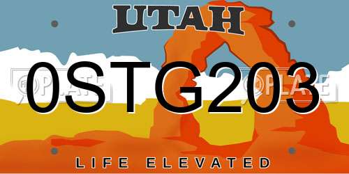 0STG203 Utah License Plate