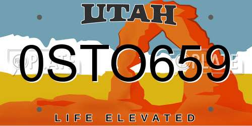 0STO659 Utah License Plate
