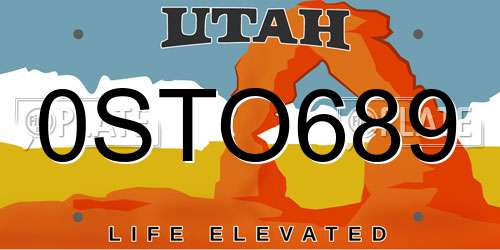 0STO689 Utah License Plate