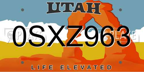0SXZ963 Utah License Plate