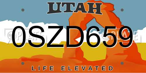 0SZD659 Utah License Plate