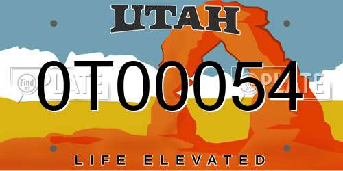 0T00054 Utah License Plate