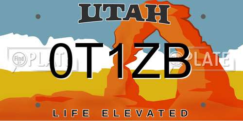 0T1ZB Utah License Plate