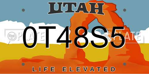 0T48S5 Utah License Plate