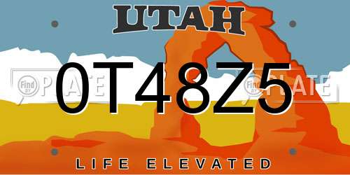 0T48Z5 Utah License Plate