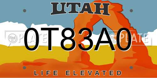 0T83A0 Utah License Plate