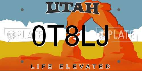 0T8LJ Utah License Plate