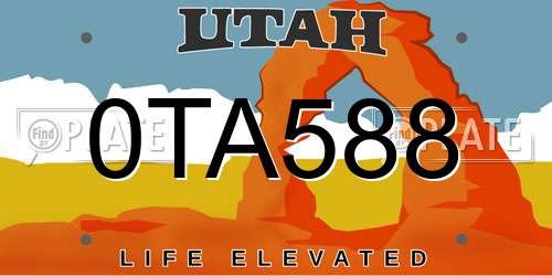 0TA588 Utah License Plate