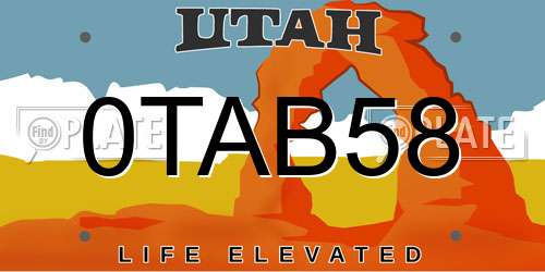 0TAB58 Utah License Plate
