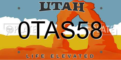 0TAS58 Utah License Plate