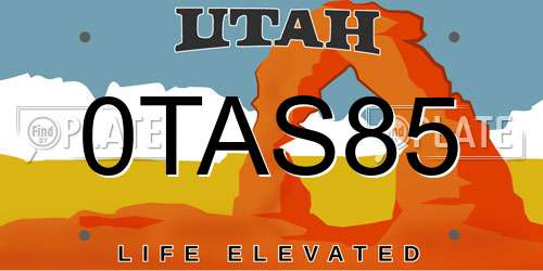 0TAS85 Utah License Plate